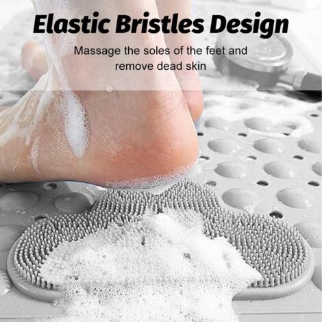 Tapis de douche antidérapant 70 x 40 cm avec ventouses -avec Coussin Massant, Tapis de douche confortable - Lavable en machine - Gris | Leroy Merlin