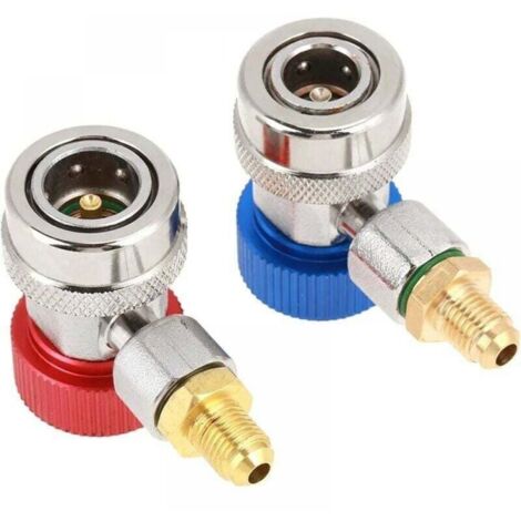Lot De 2 Raccords Rapides R134A Pour Climatisation - Adaptateur Haut/bas, Universel, Neuf