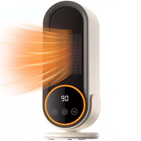 Chauffage d'appoint, céramique PTC à chauffage rapide, 1200 W, chauffage portable écoénergétique avec thermostat réglable, télécommande et minuterie intelligente, idéal pour (1/5)