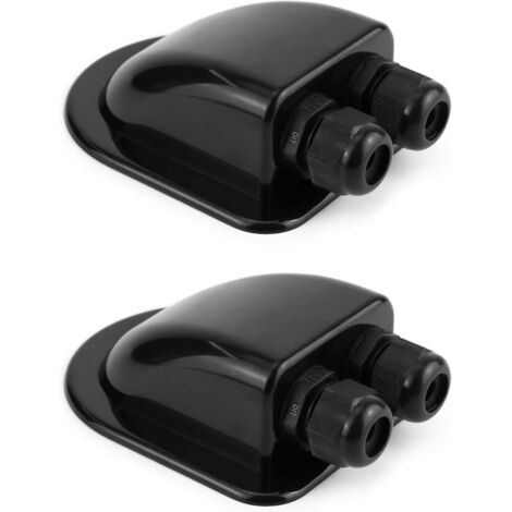 Lot de 2 presse-étoupes étanches IP68 pour câbles solaires, résistants aux intempéries, boîtier à double entrée de câble pour panneaux solaires de camping-car, caravane, bateau, cabine, noir (1/5)