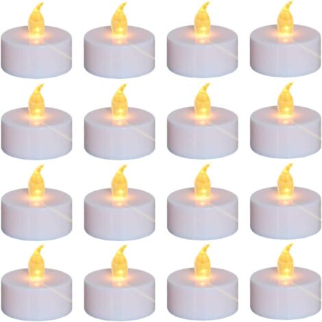 Lot de 24 bougies chauffe-plat LED sans flamme, lumière jaune chaude, fonctionnant sur piles pendant plus de 100 heures, idéal pour fêtes, mariages, anniversaires, cadeaux et décoration intérieure (1/5)
