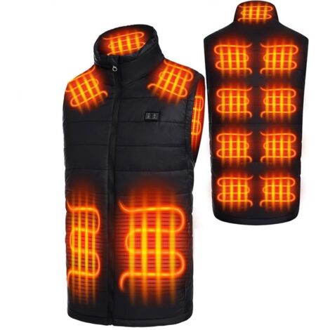Gilet Chauffant Électrique Veste Chauffante de travail Sans Manche ultraléger Gilet Chauffant électrique Unisexe Rechargeable Intelligent 13 Zones Réchauffeurs 3 Modes Chauffante,Noir,4XL (1/5)