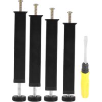 Pied de Lit 25 cm à Visser 4 Pcs Pied Sommier à Lattes Réglable Pieds Metallique Noir Métal Support de Lit Pied de Meuble