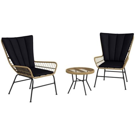 Ensemble bistro, mobilier de balcon, style bohème, résistant aux intempéries, 76 x 66 x 96 cm, noir (1/3)
