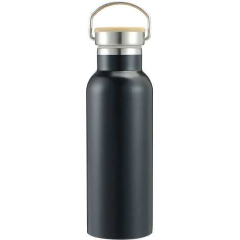 gourde de sport americaine double paroi en acier inoxydable 304 grande ouverture pour randonnee avec anse portable couvercle en bambou et couvercle en acier impression 3d 1000 ml (1/5)