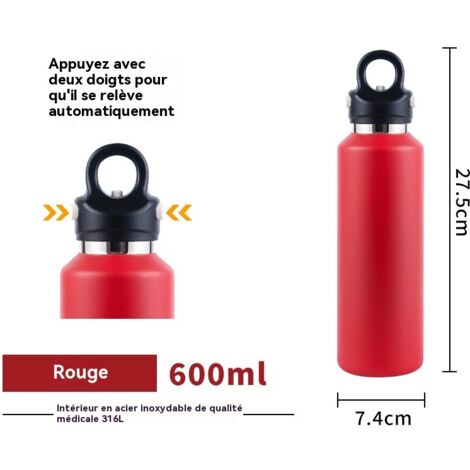 gourde isotherme sans filetage en acier inoxydable 316 ouverture rapide pour exterieur tasse a cafe gardien au chaud et au froid rouge (1/3)
