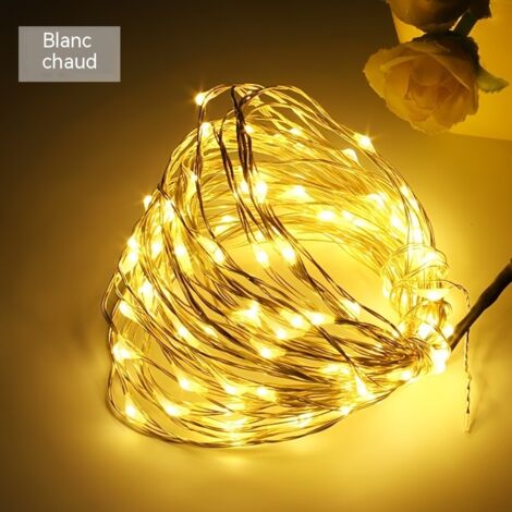guirlande lumineuse solaire en fil de cuivre pour jardin exterieur decoration noel fete ambiance