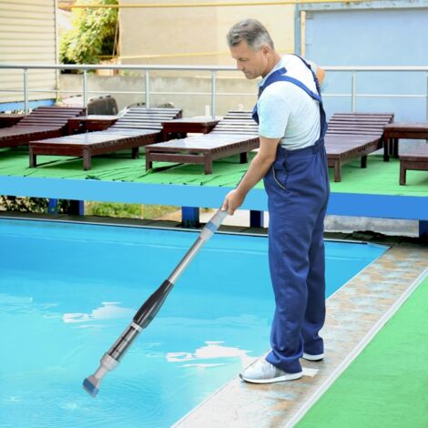 Aspirateur de piscine sans fil, autonomie de 80 min, léger : 800 g, débit d’eau de 19 l/min, en aluminium, Ф6 x 106-162 cm