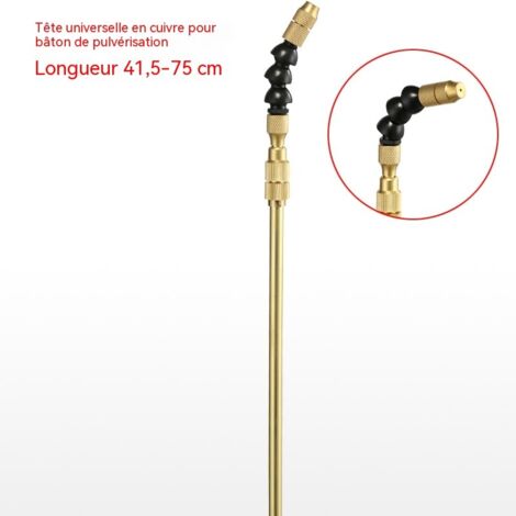 tige de pulvérisateur en cuivre télescopique avec tête universelle longueur 75 cm compatible avec pulvérisateurs de 3 l à 8 l pour jardinage (1/3)