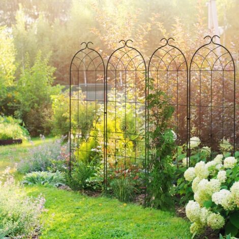 Lot de 2 treillis de jardin, support pour plantes grimpantes en métal, 50L x 181H cm, noir