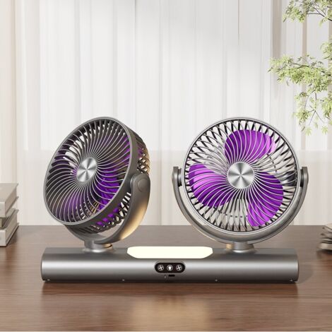 ventilateur double tête nouveau modèle portable pour usage domestique et extérieur interface type c puissance élevée grand débit d air couleur violet dimensions 392 mm x 76 mm x 227 mm (1/4)