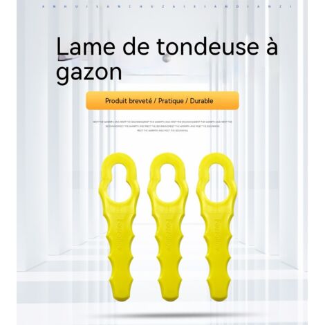 lame en plastique pour tondeuse à gazon domestique lame droite pour coupe herbe manuelle forme de gourde L70 sans balais couleur jaune taille 12 mm x 7 mm unite (1/3)