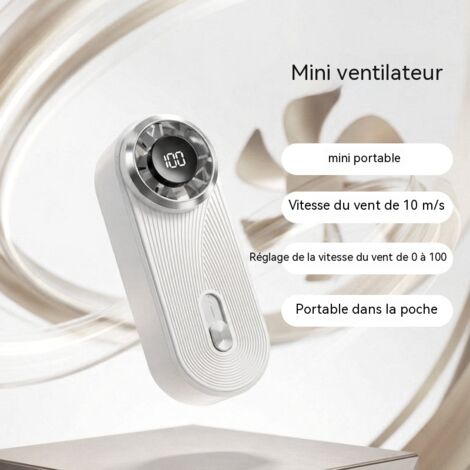 ventilateur à main mini ultra fin nouveau modèle turbine puissante petit ventilateur électrique rechargeable par usb pour usage extérieur portable couleur blanc dimensions 39.4 mm x 41.2 mm x 103.6 mm (1/4)