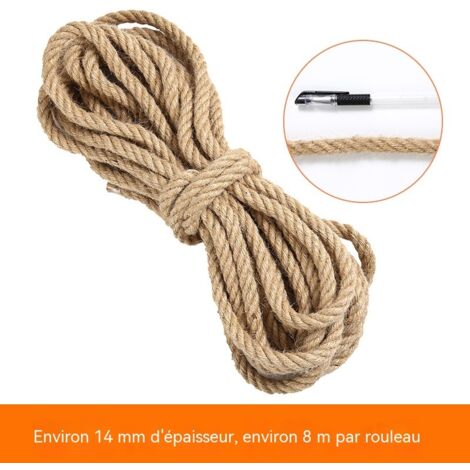 corde de jute brute tressée à la main résistante pour ligature décoration tissage mural photo corde à linge épaisseur 14 mm longueur 8 mètres lot de 2 pièces (1/3)