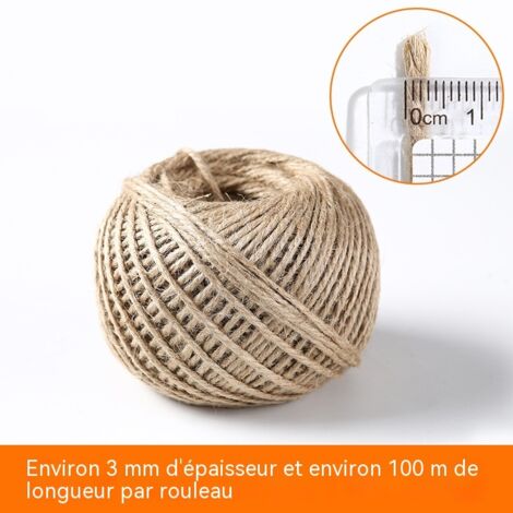 corde de jute brute tressée à la main résistante pour ligature décoration tissage mural photo corde à linge épaisseur 3 mm longueur 100 mètres lot de 2 pièces (1/3)