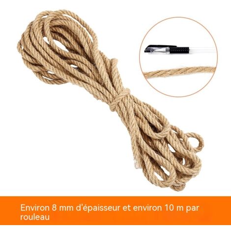 corde de jute brute tressée à la main résistante pour ligature décoration tissage mural photo corde à linge épaisseur 8 mm longueur 10 mètres lot de 2 pièces (1/3)