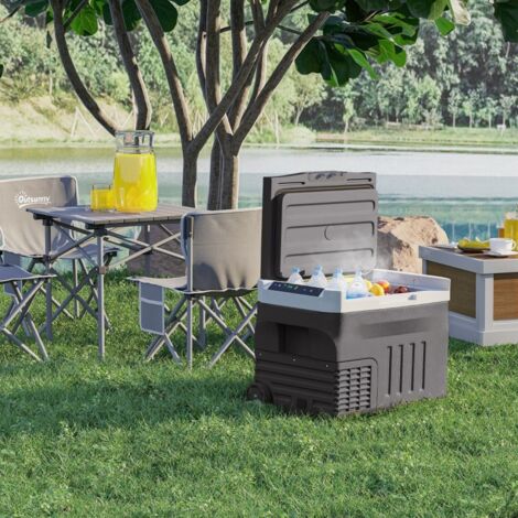 Glacière à compresseur 30 litres, glacière électrique avec LED, mode ECO, connexion, fonction maintien au frais, noire