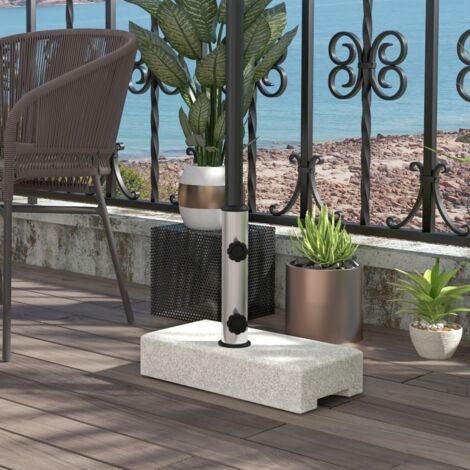 Pied de parasol en marbre socle de parasol 25 kg 2 molettes de serrage tube en acier inoxydable 45 x 22,5 x 40 cm gris (1/5)