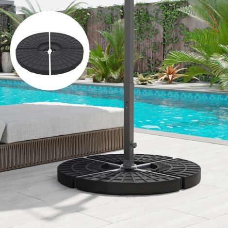Outsunny Lot de 4 pieds de parasol poids de lestage pour parasols déportés - A remplir d'eau jusqu'à 52 kg ou de sable jusqu'à 60 kg - dim. totales 48L x 48l x 8H cm polyéthylène haute densité noir (1/5)
