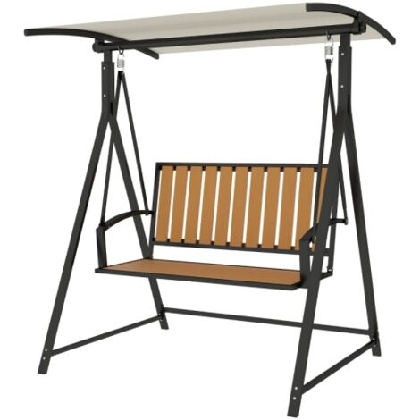 Balancelle Hollywood avec pare-soleil réglable, balancelle de jardin 2 places, banc suspendu résistant aux intempéries, charge maximale 240 kg, chaise longue pour jardin ou terrasse, 142 x 112 x 162 c (1/4)
