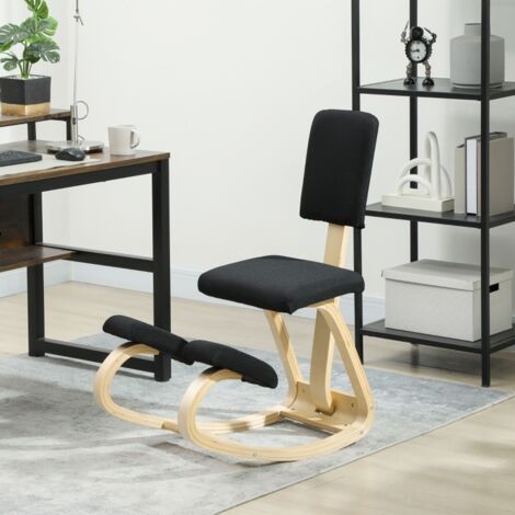 Chaise ergonomique à genoux, tabouret de méditation, chaise de bien-être pour la maison, le bureau et la méditation, noire (1/4)