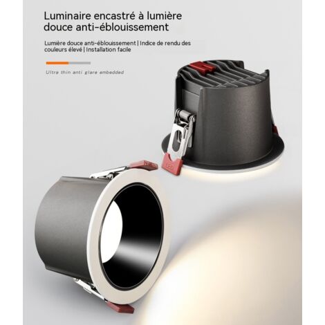 spot encastrable led anti eblouissement a spectre complet anti fatigue pour maison salon chambre 12w ouverture 75mm 98 cri 3500k lumiere blanche chaude (1/5)
