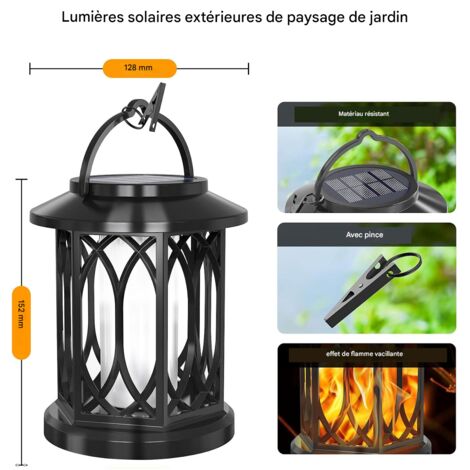 lanterne solaire exterieure a flamme lot de 2 haute puissance lampe suspendue a pince etanche pour jardin decoration paysagere 152x128 mm (1/4)