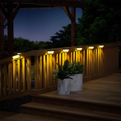 lampe solaire pour escalier et rampes murale etanche decoration exterieure pour jardin cloture et terrasse (1/4)