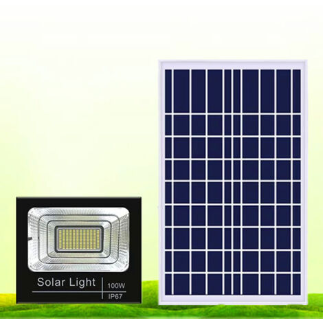 projecteur solaire 100w blanc chaud detecteur de mouvement etanche multifonction pour jardin rue camping (1/2)