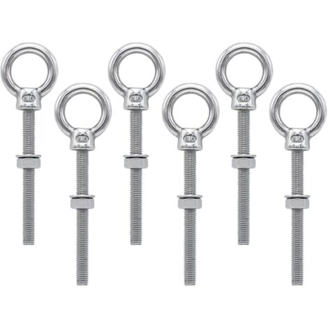 Memkey – Vis à anneau M6 en acier inoxydable 304 – Longueur 91 mm – Lot de 6 – Fixation sécurisée pour chantiers et espaces extérieurs
