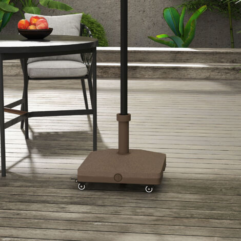 Pied de parasol base de lestage parasol carré 4 roulettes dim. 45L x 45l x 39H cm HDPE marron