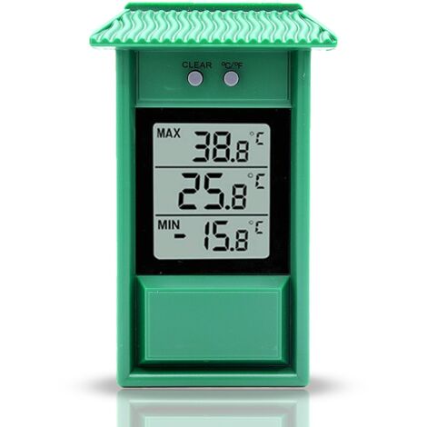 Fishtec – Thermomètre digital cabane LCD – Min/Max – Température -20 à +50°C – Fixation murale – Ecran LCD 40 x 46 mm