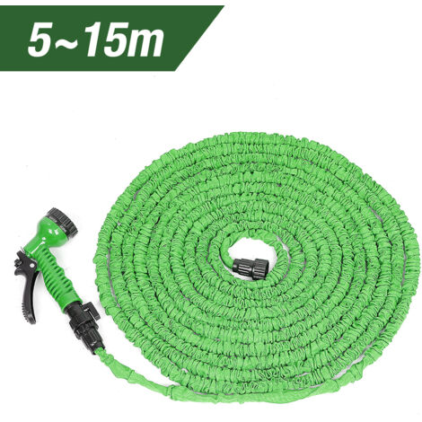 Yongqing – Tuyau d'arrosage extensible rétractable 15m – Tissu tissé résistant – Tube en latex extensible – 7 types d'éclaboussures