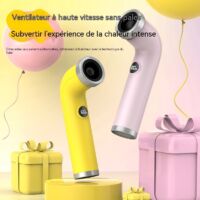 ventilateur à main sans pales nouveau modèle 2026 design créatif et tendance turbine haute vitesse à coude 100 vitesses avec affichage numérique rechargeable couleur rose
