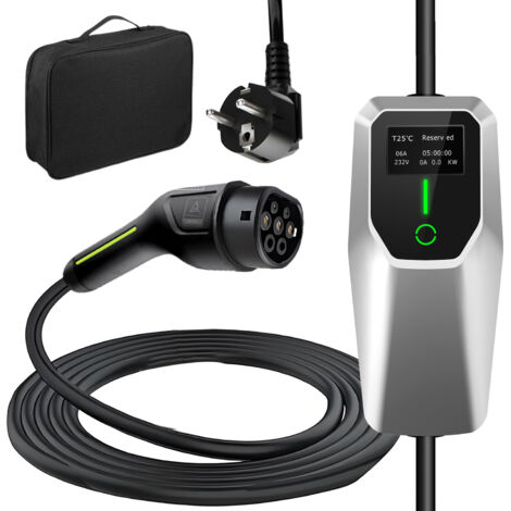 Hexinex Câble de recharge pour véhicule électrique de type 2 vers prise domestique 230 V 16 A 3,5 kW, borne murale mobile
