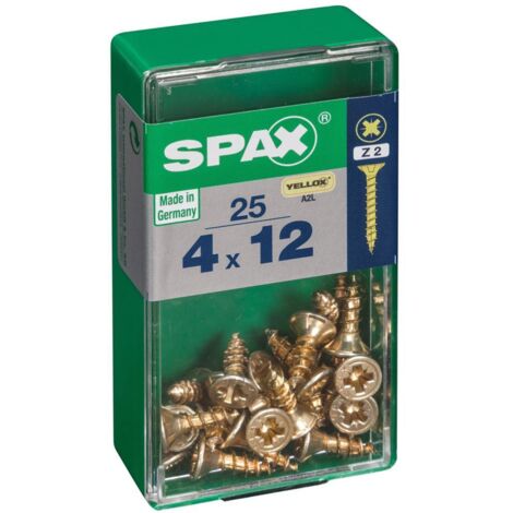 Caja 25 unid. tornillo madera cabeza plana yellox 4,0x12mm spax