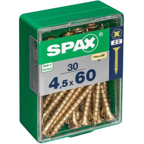 CAJA 30 unid. TORNILLO MADERA CABEZA PLANA YELLOX 4,5x60mm SPAX (1/5)