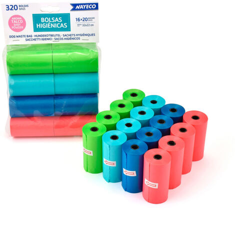 Bolsas higienicas con aroma de talco 16 rollos de 20 bolsas (1/2)