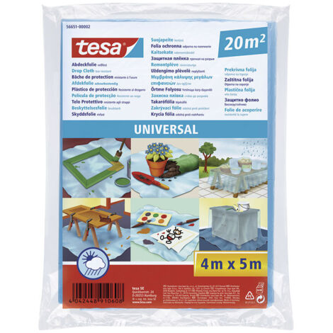 Lona Plástica de Cubrición 4x5m 20m² Transparente Uso Interior Exterior Tesa