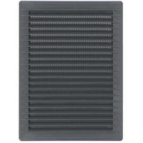 Rejilla de ventilación rectangular empotrable de ABS con mosquitera color gris 17x23cm EDM