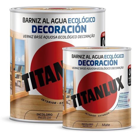 Barniz al agua ecológico decoración incoloro mate 0,250l titanlux m22100014