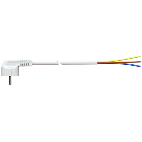 Cable con clavija schuko 1m 3x1.5mm 4,8mm 16a 250v t/tl blanco. solera 7000/1. (1/2)