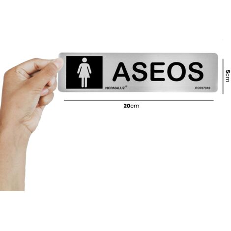Cartel informativo aseos mujer (inox adhesivo 0.8mm) 5x20cm normaluz (1/5)