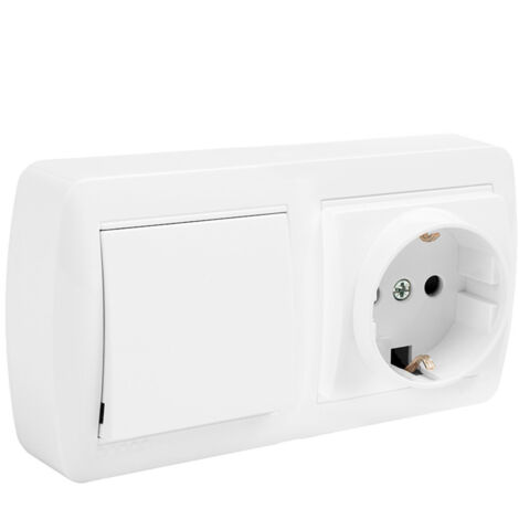BASE DOBLE BIPOLAR CON T/T LATERAL + CONMUTADOR DE CRUCE Y CON OBTURADOR 148X72X28MM  S. MURAL SOLERA MUR96U