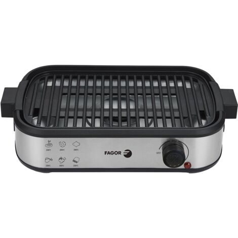 Fagor – Parrilla eléctrica 1800 W – Planchas eléctricas para asados – Cocción rápida y uniforme – Superficie antiadherente (1/5)