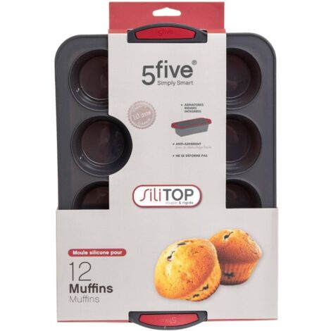 5five - silitop" 12 moldes de silicona para magdalenas gris