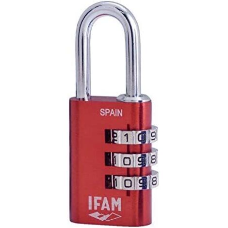 CANDADO COL COMBI30 ROJO 30mm. ARCO Ø5mm. CON COMBINACIÓN. IFAM
