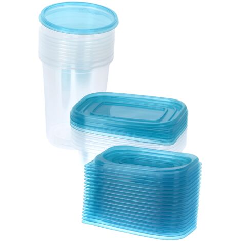 Caja Almacenaje Plástico 100Piezas 50Recipientes50Tapas VariasMedidas TransparenteTapaVerde (1/3)