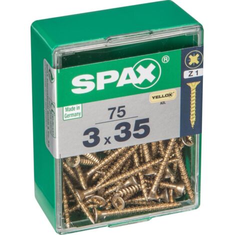 CAJA 75 unid. TORNILLO MADERA SPAX CABEZA PLANA YELLOX 3,0x35mm SPAX (1/4)