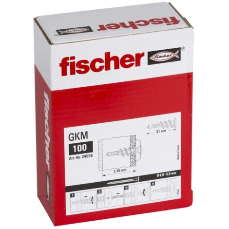 Fijaciones Metálicas FISCHER para Paneles de Yeso GKM - Pack 100 unidades 24556